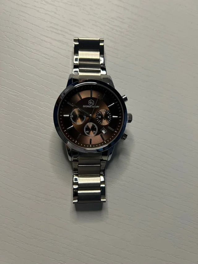 Reloj George Luxury Marrón y Plateado